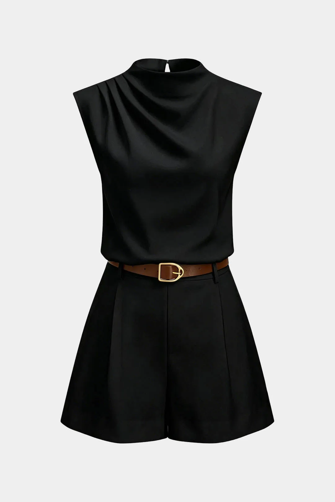 Solid Ruched Tank Top And Belted Wide Leg Shorts Set sold by Micas product image thumbnail 4