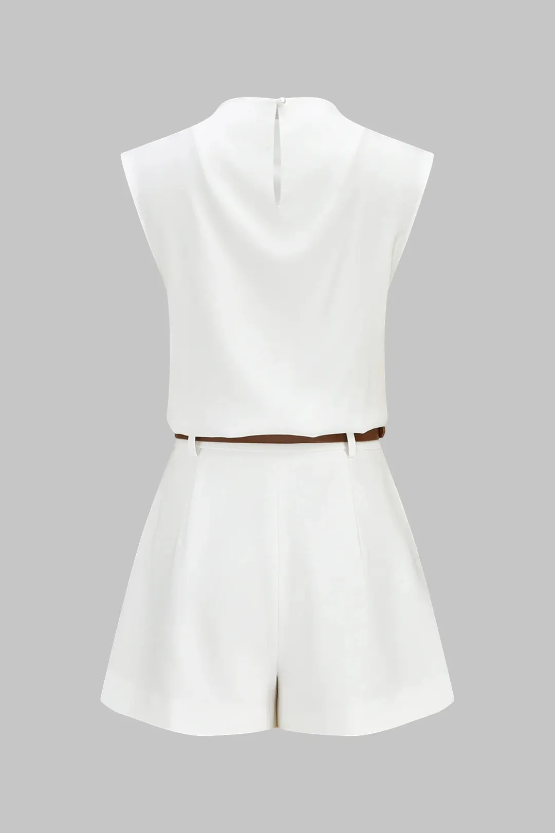 Solid Ruched Tank Top And Belted Wide Leg Shorts Set sold by Micas product image thumbnail 3