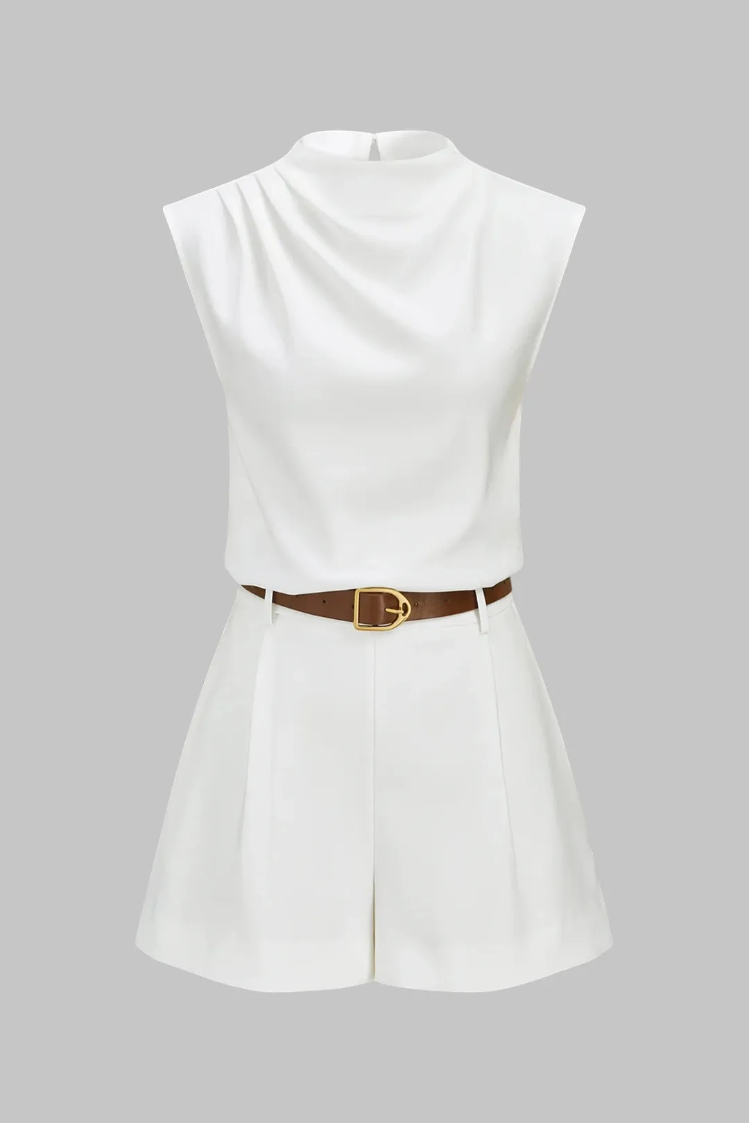 Solid Ruched Tank Top And Belted Wide Leg Shorts Set sold by Micas product image thumbnail 2