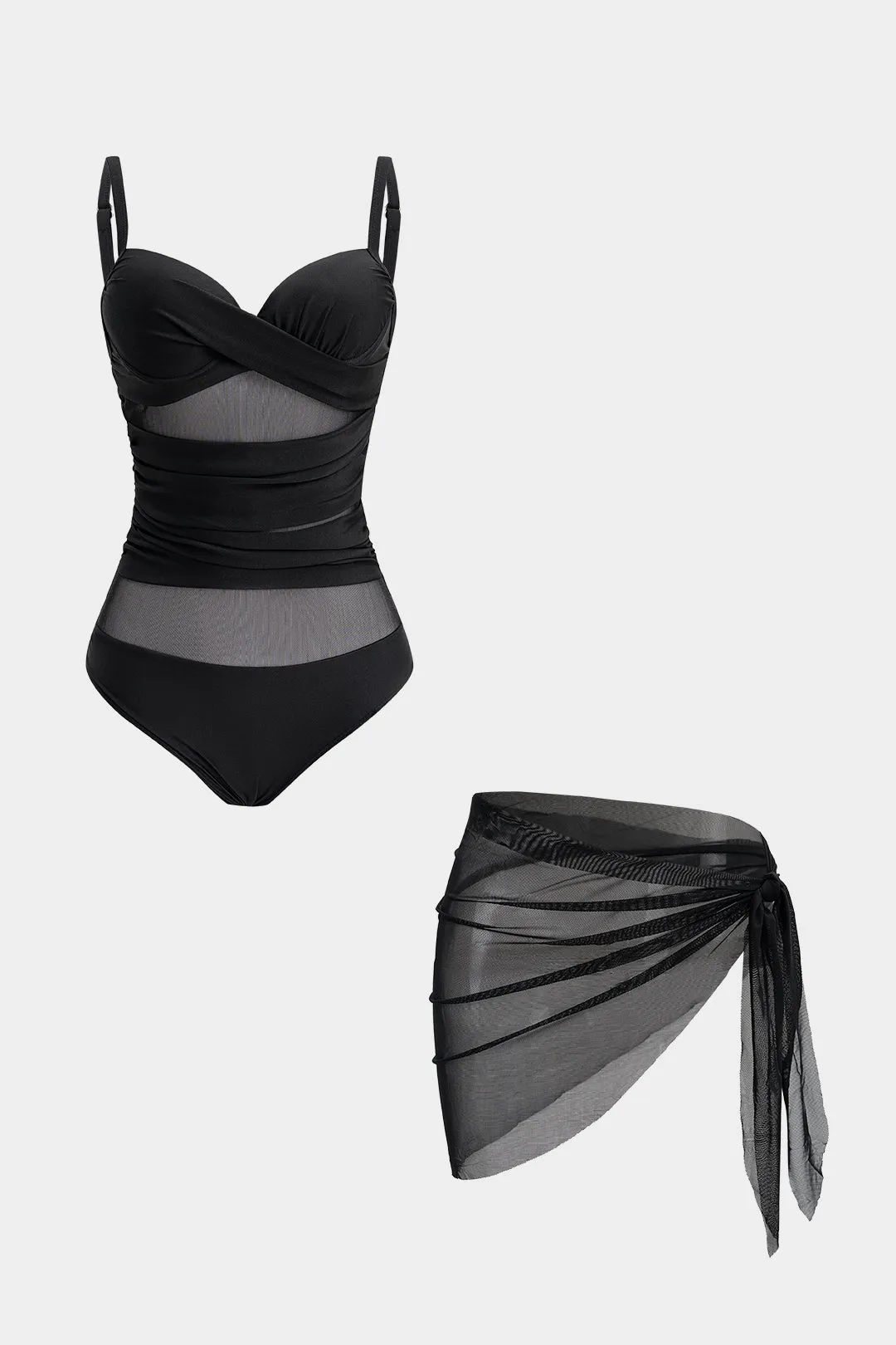 Mesh Patchwork Tie-Up Bikini Set sold by Micas