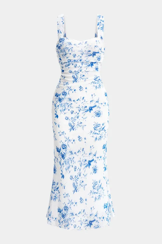 Ditsy Floral Print Mesh Sleeveless Midi Dress made by Micas