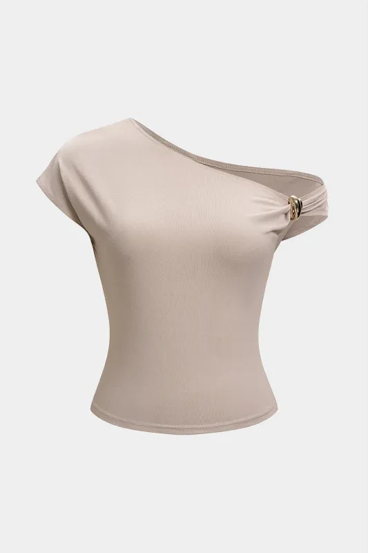 One Shoulder Metallic Tank Top made by Micas