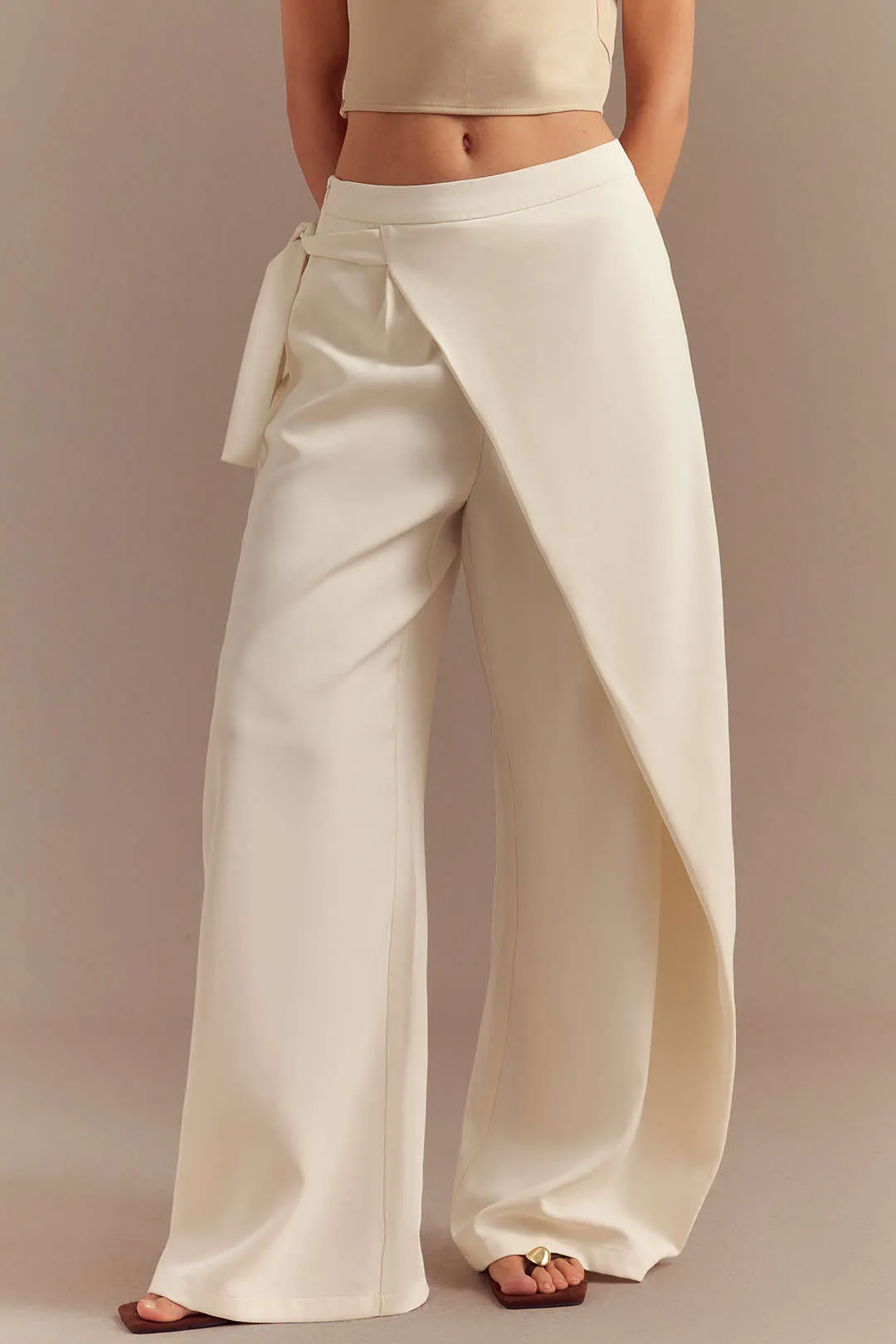 Tie Front Asymmetrical Straight Leg Pants sold by Micas