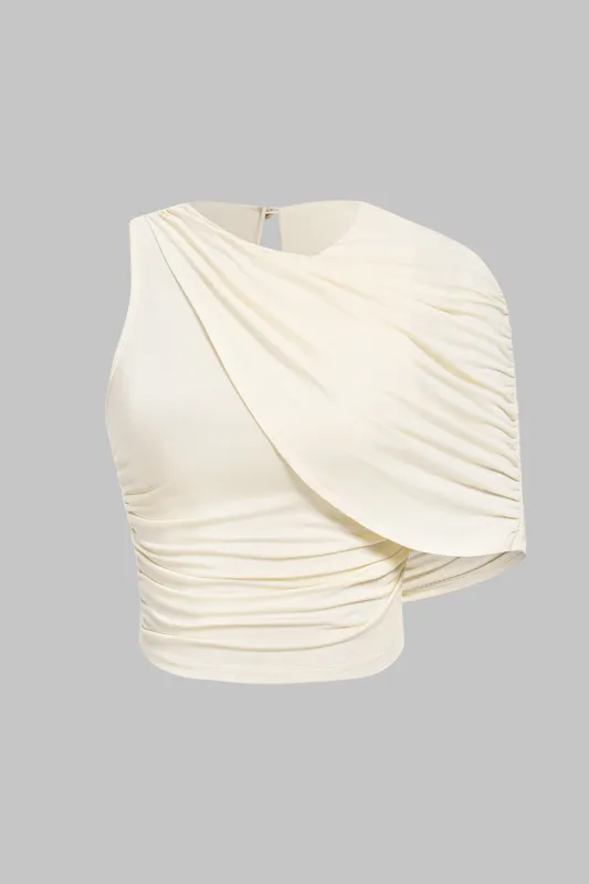 Asymmetrical Ruched Sleeveless T-Shirt made by Micas