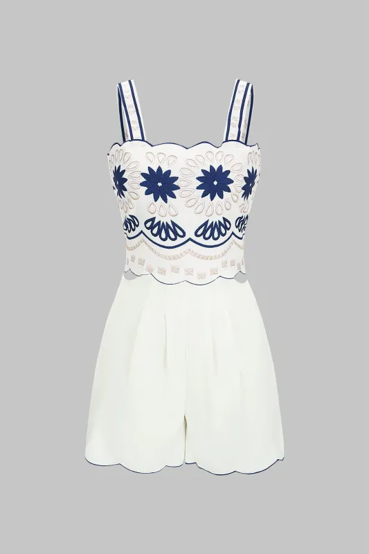 Floral Print Cut Out Sleeveless Romper made by Micas