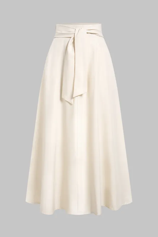 High Waist Tie-Up Ruched A-Line Skirt made by Micas