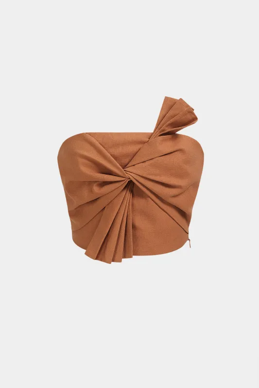 Tie Front Ruched Tube Top made by Micas