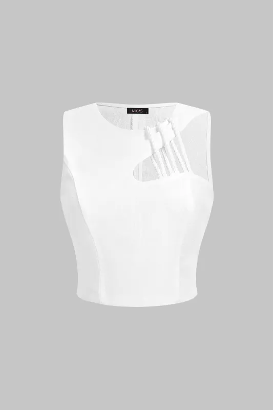 Cut Out Asymmetrical Zipper Tank Top made by Micas