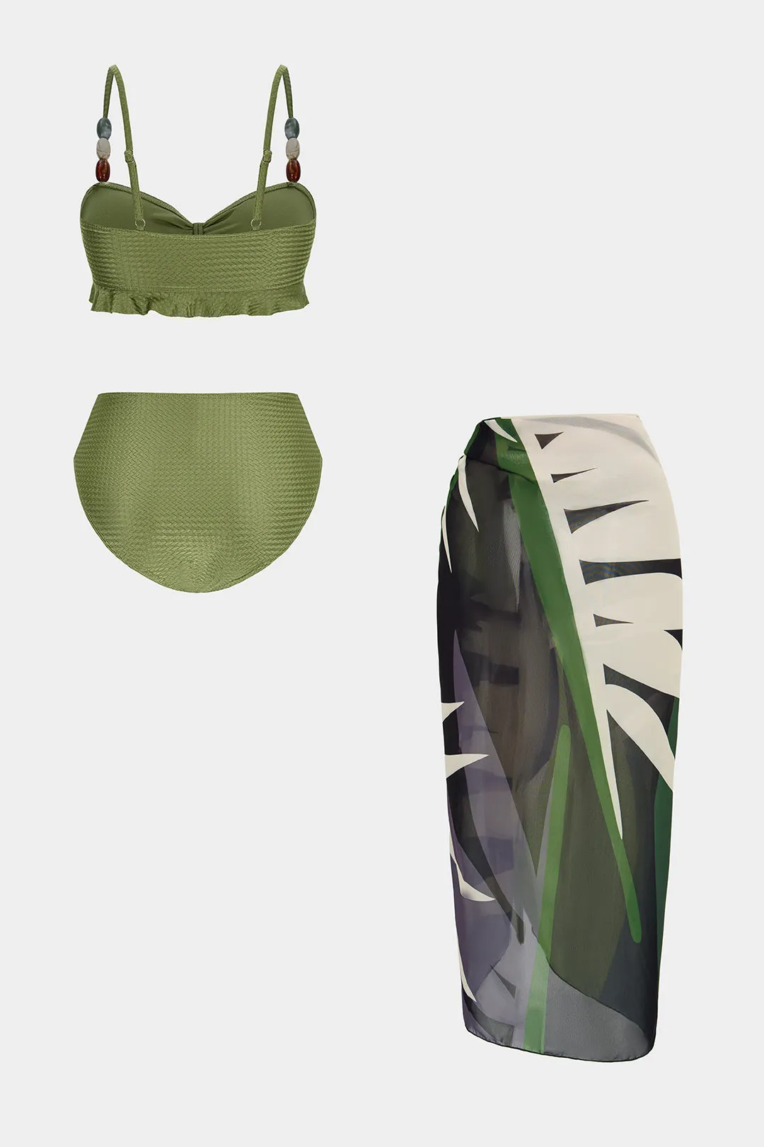 Geometric Print Beaded Tie-Up Bikini Set sold by Micas product image thumbnail 2