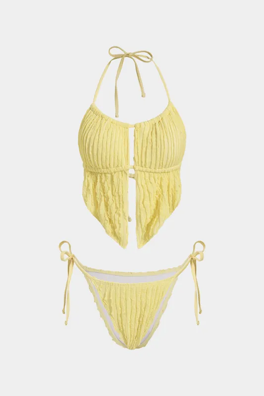 Textured Tie-Up Bikini Set made by Micas
