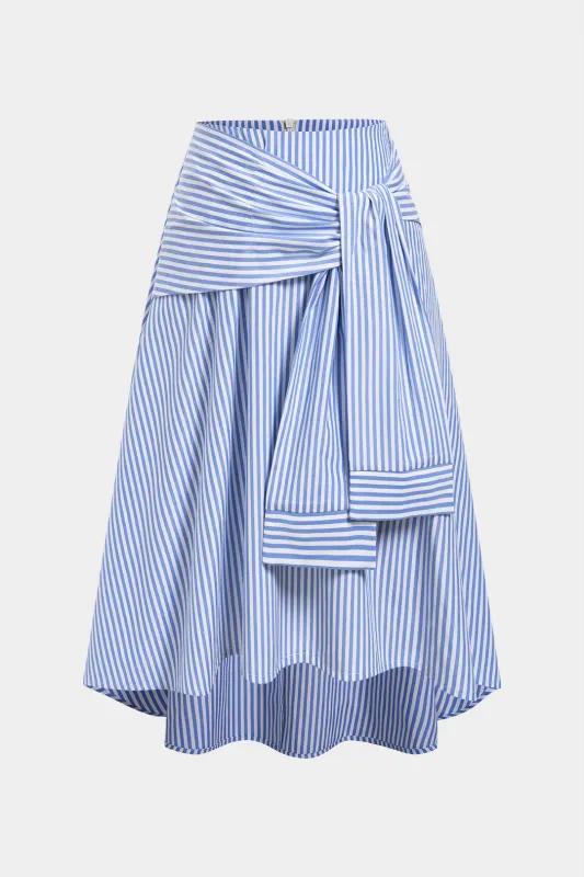 Stripes Print Tie-Up Ruched Skirt made by Micas