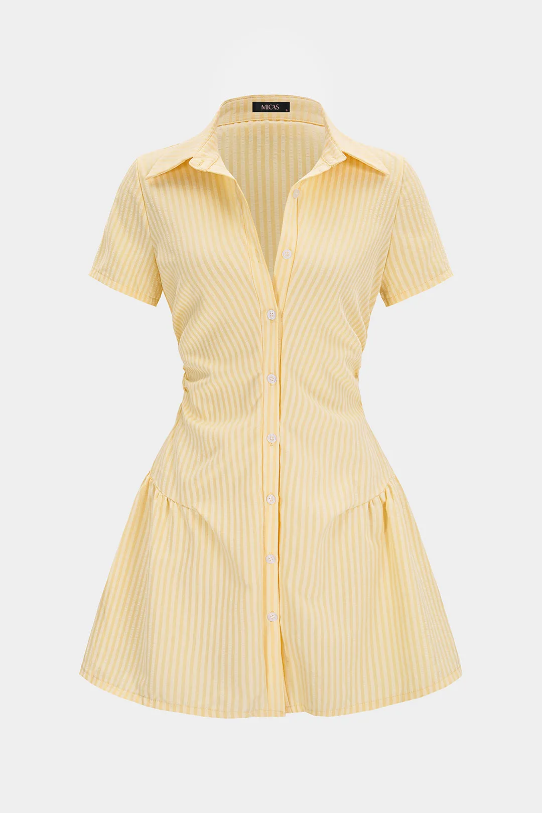 Stripes Print V-Neck Short Sleeve Mini Dress sold by Micas