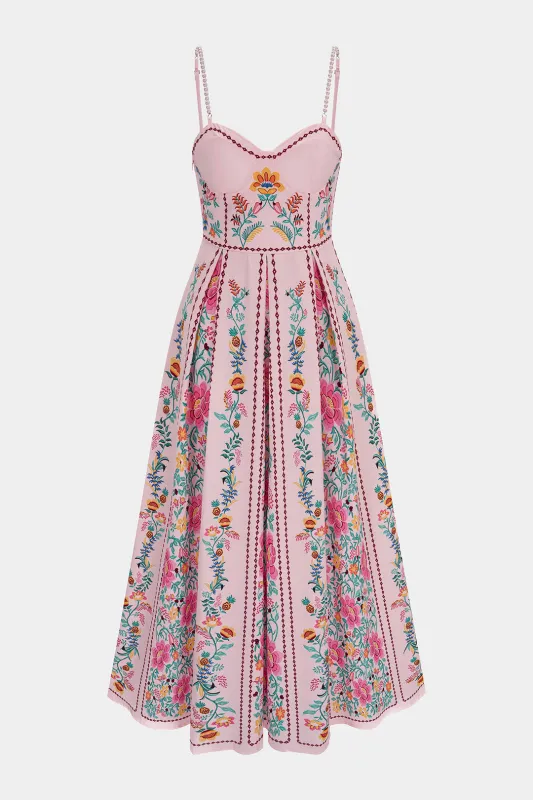 Floral Print Beaded Slip Sleeveless Midi Dress made by Micas