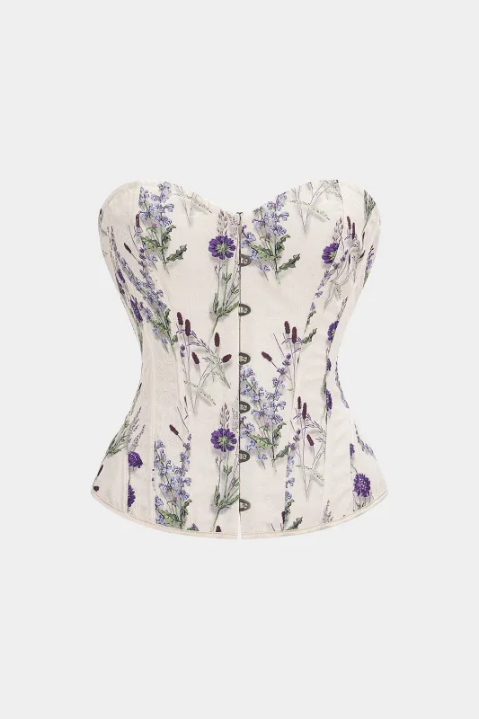 Floral Print Corset Tie-Up Tube Top made by Micas