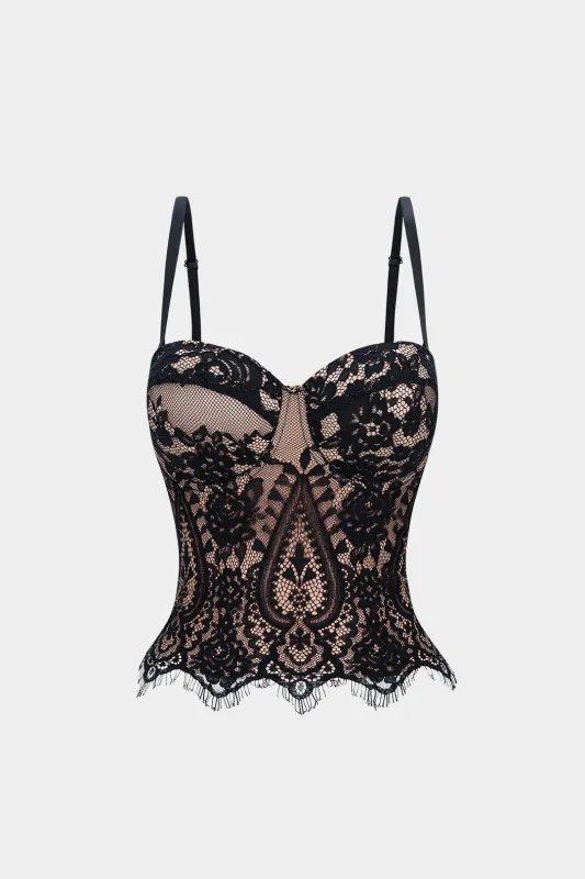 Lace Trim Buckle Cami Top made by Micas