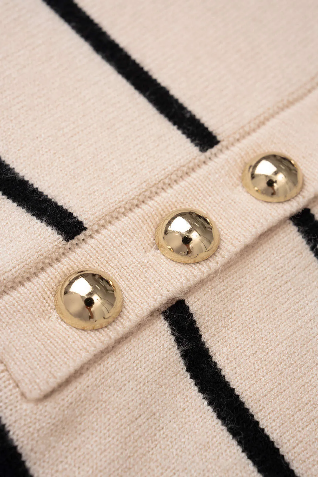 Knit Contrast Striped Button Short Sleeve Mini Dress sold by Micas product image thumbnail 3