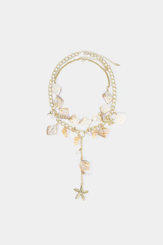 Alloy Irregular Shell Necklace made by Micas