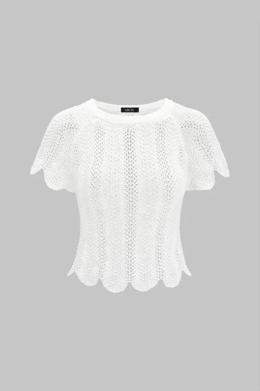 Open Knit Short-Sleeve Top made by Micas