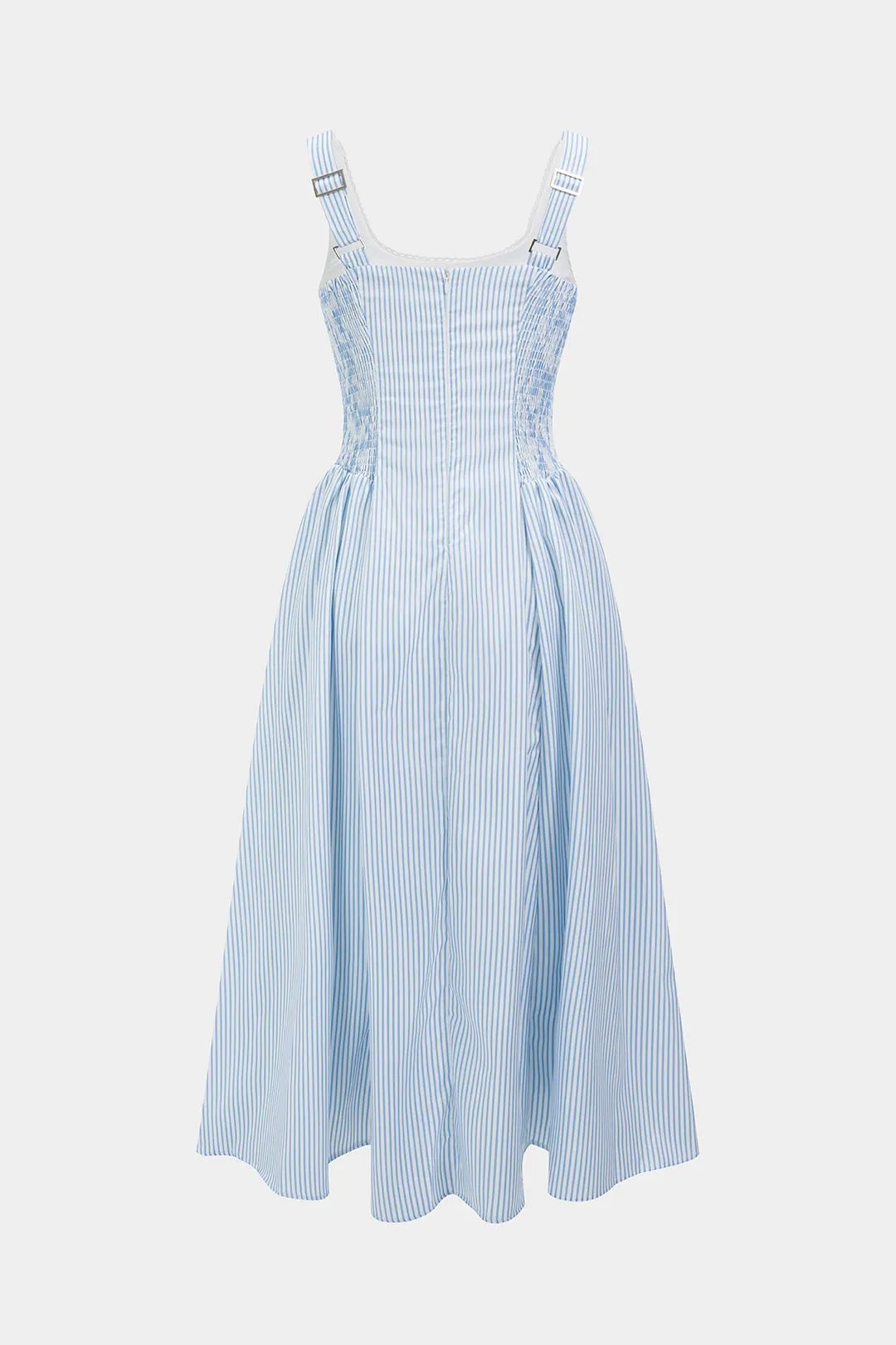 Striped Smocked Zipper Sleeveless Midi Dress sold by Micas product image thumbnail 2