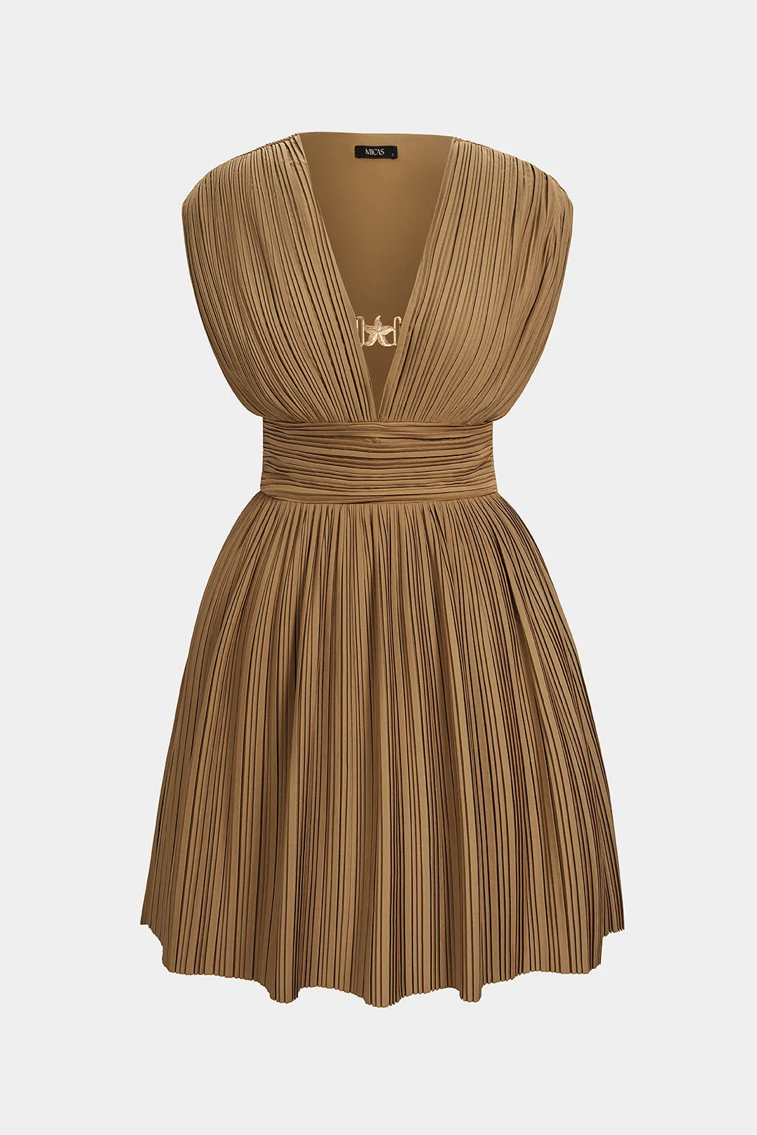 V-Neck Metallic Ruched Sleeveless Mini Dress sold by Micas product image thumbnail 2