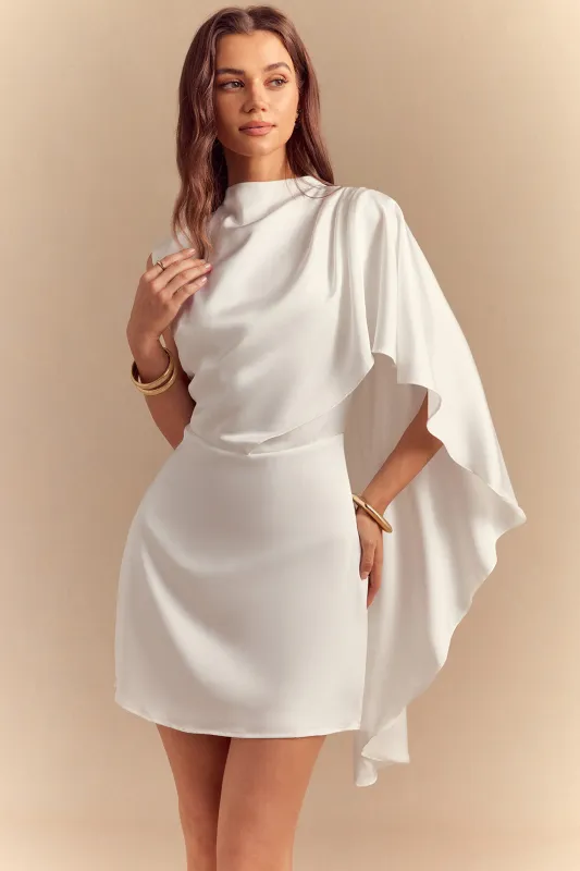 Satin Asymmetrical Ruched Zipper Sleeveless Mini Dress made by Micas