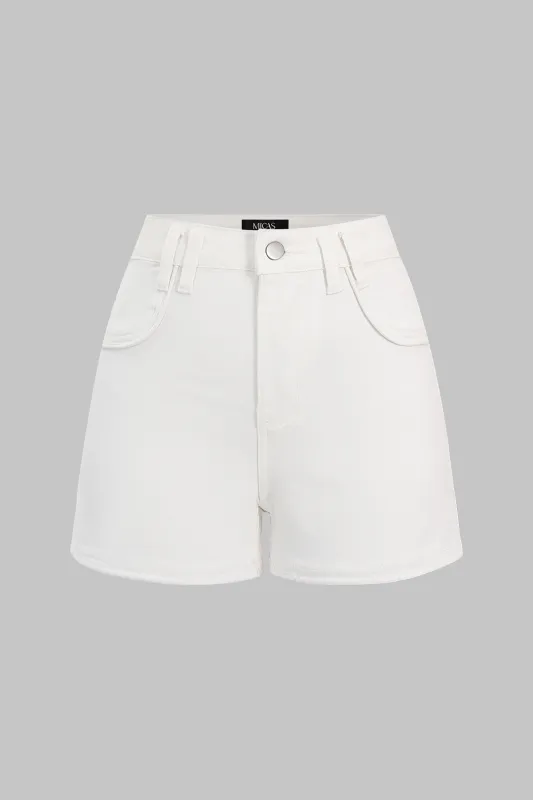 Denim Pocket High Waist Shorts made by Micas
