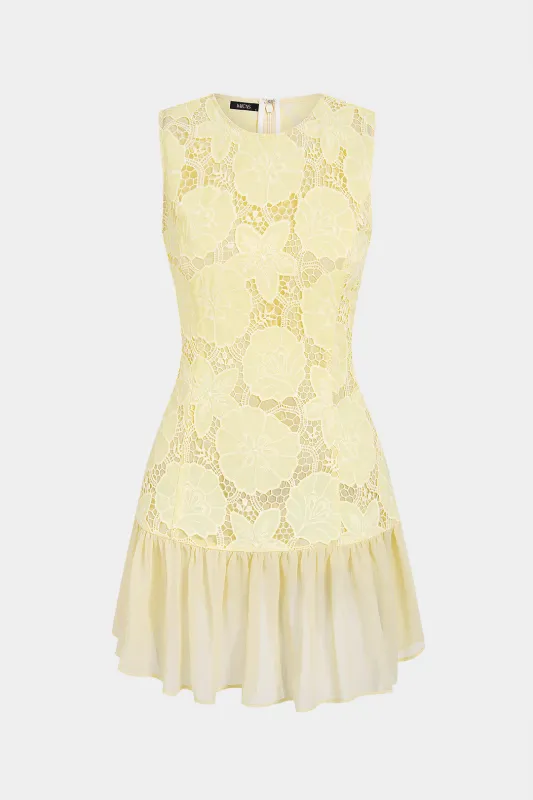Floral Chiffon Patchwork Mesh Sleeveless Mini Dress made by Micas