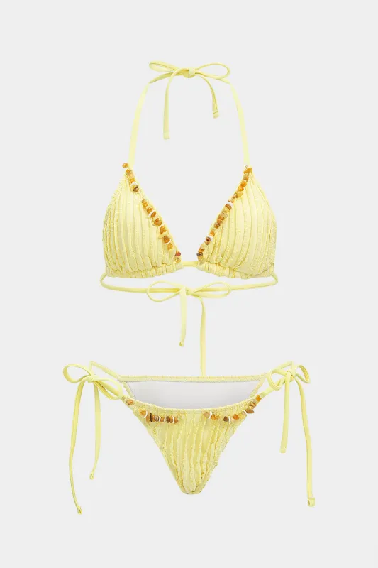 Drawstring Beaded Bikini Set made by Micas