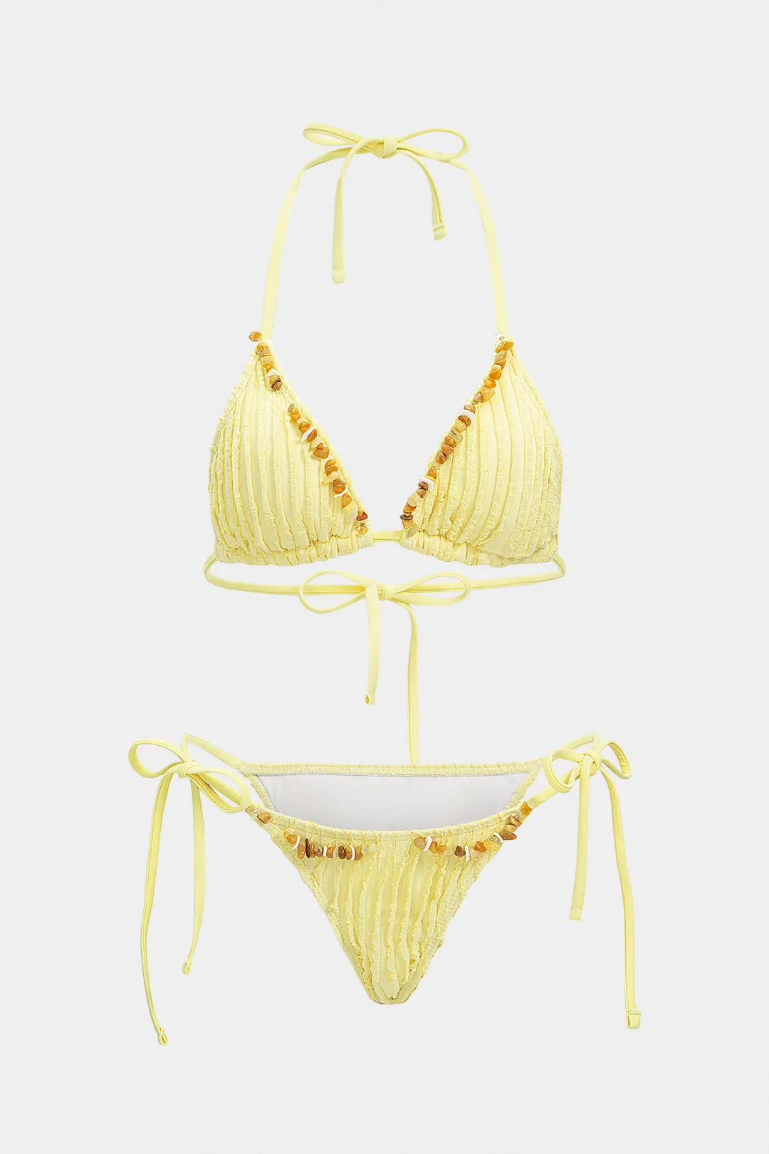 Drawstring Beaded Bikini Set sold by Micas