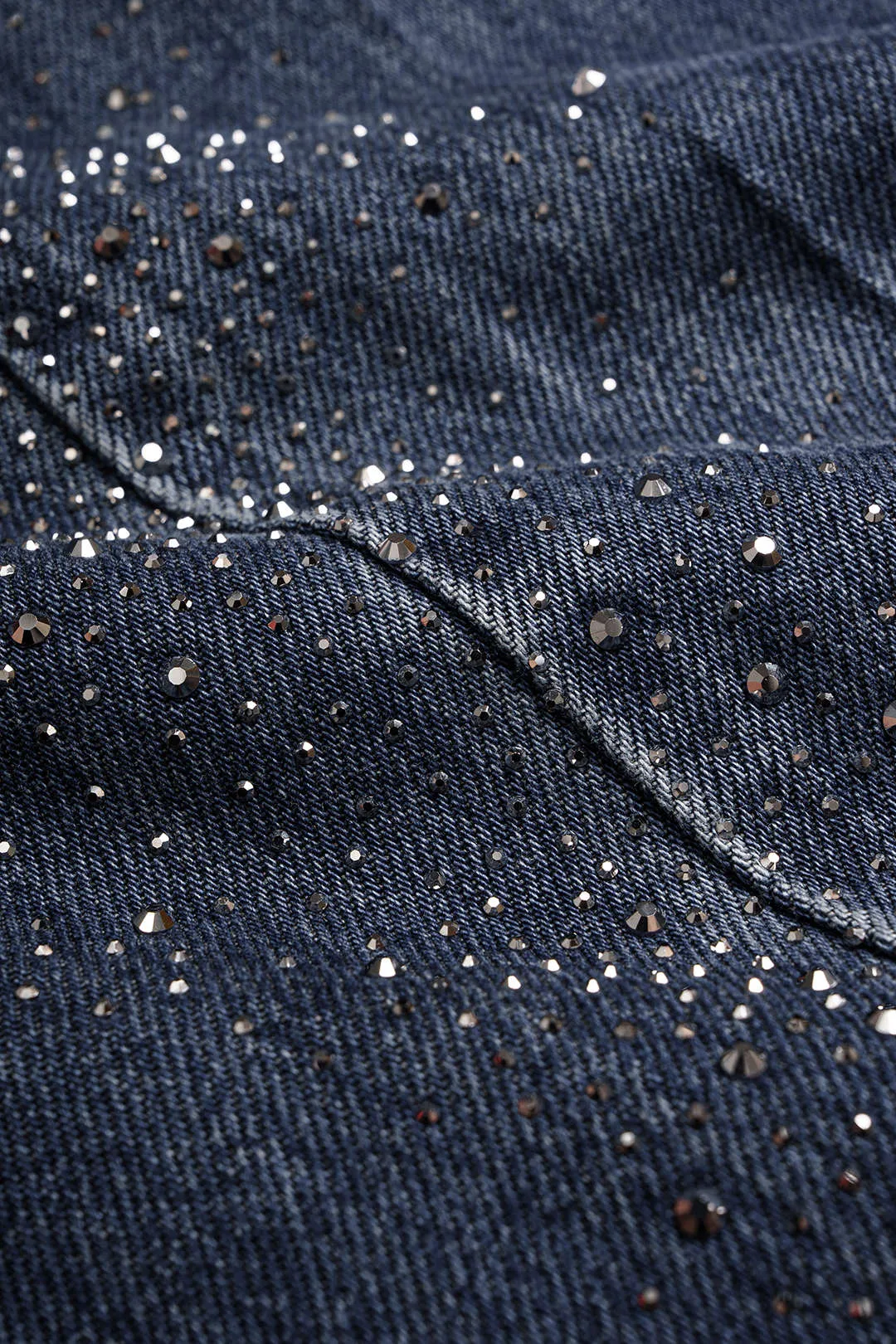 Denim Rhinestone High Waist Wide Leg Jeans sold by Micas product image thumbnail 4