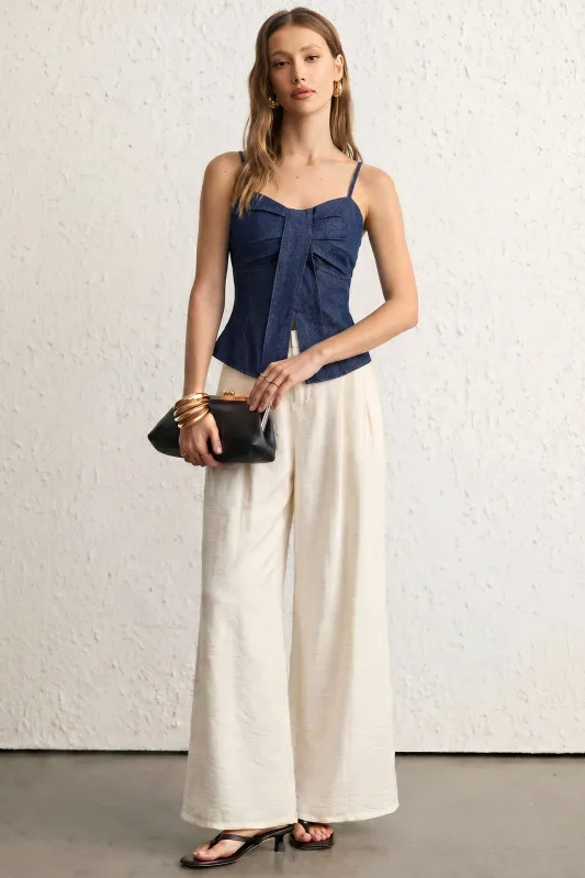 Denim Bow Ruched Cami Top made by Micas