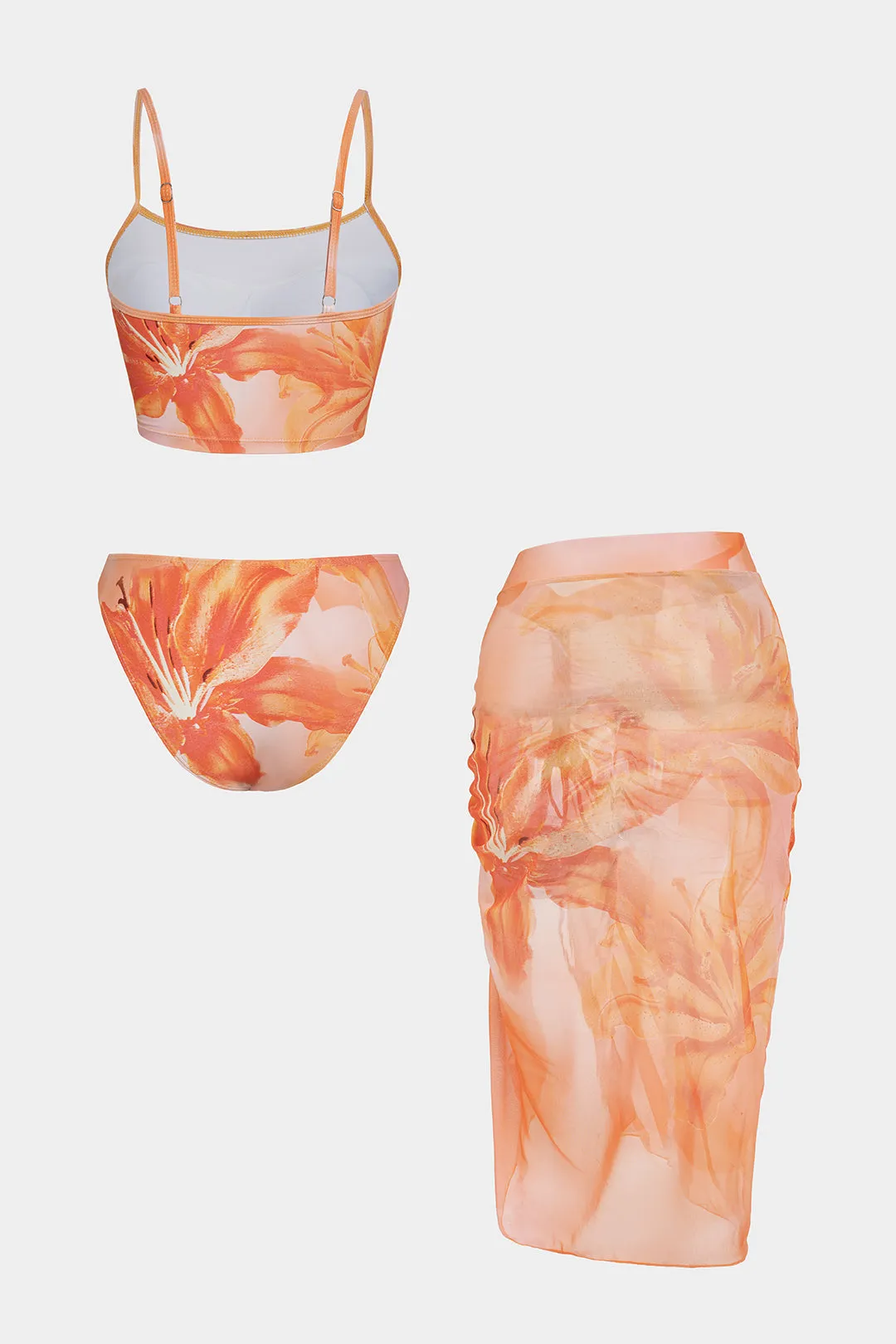 Floral Print Slip Side Slit Bikini Set sold by Micas product image thumbnail 2