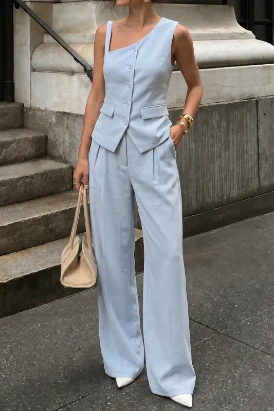 Asymmetrical Button Vest made by Micas