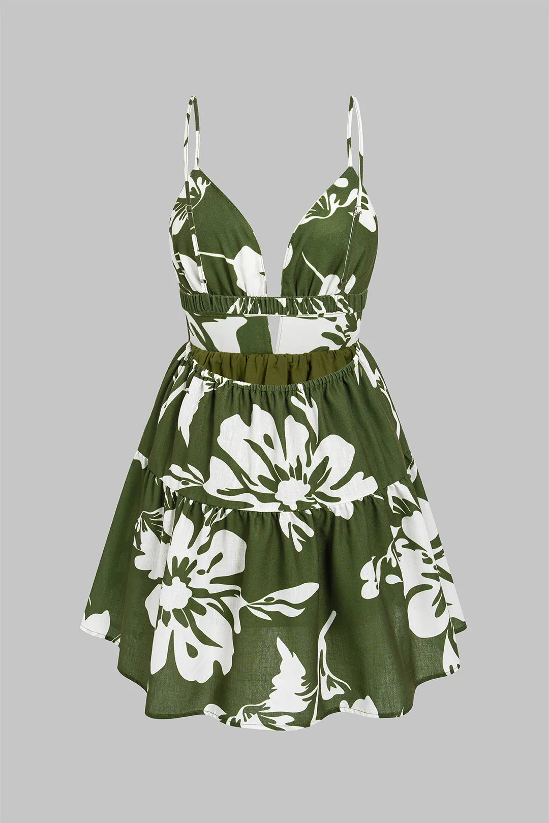 Leaves Print V-Neck Slip Sleeveless Mini Dress sold by Micas product image thumbnail 3