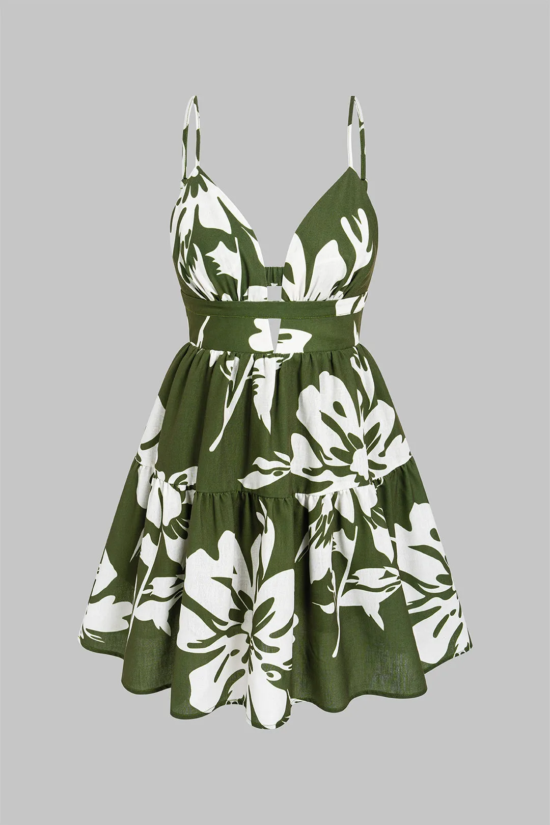 Leaves Print V-Neck Slip Sleeveless Mini Dress sold by Micas product image thumbnail 2