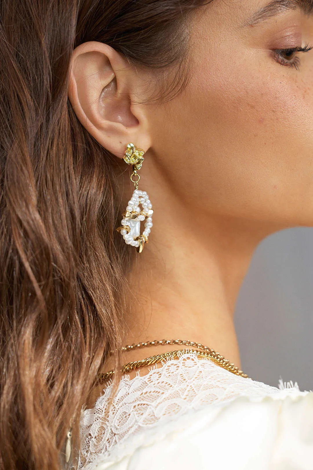Alloy Asymmetrical Pearl Earrings sold by Micas product image thumbnail 2