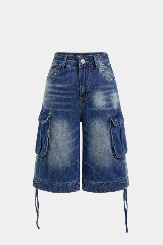 Denim Pocket Tie-Up Shorts made by Micas