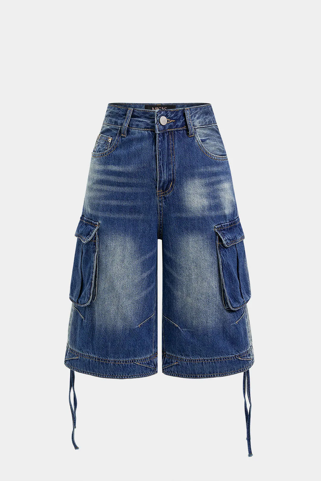 Denim Pocket Tie-Up Shorts sold by Micas