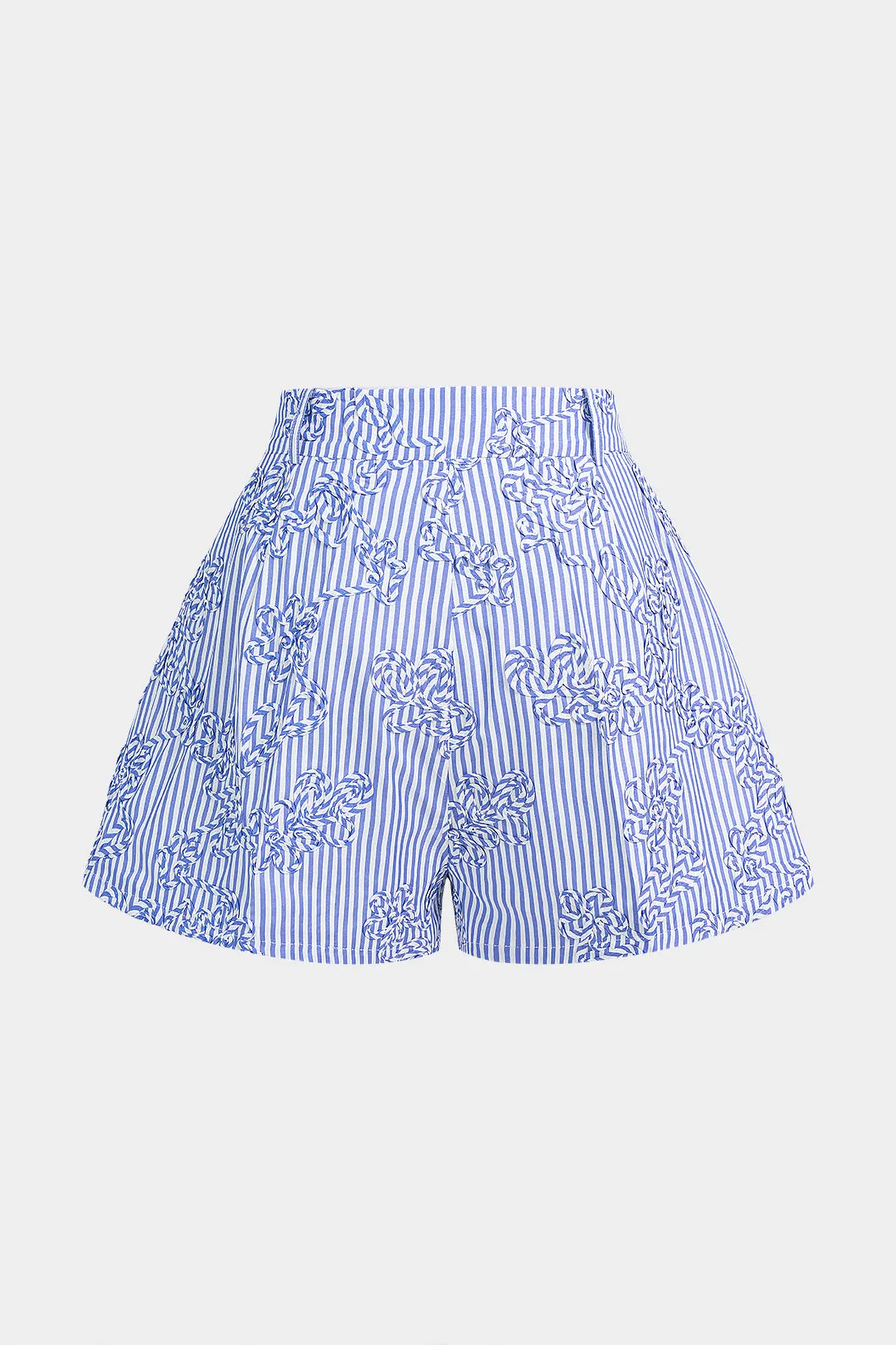Stripe Print Floral Embroidery Shorts sold by Micas product image thumbnail 2