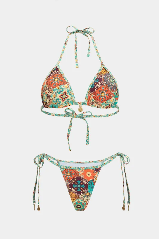 Bohemian Print Tie-Up Bikini Set made by Micas