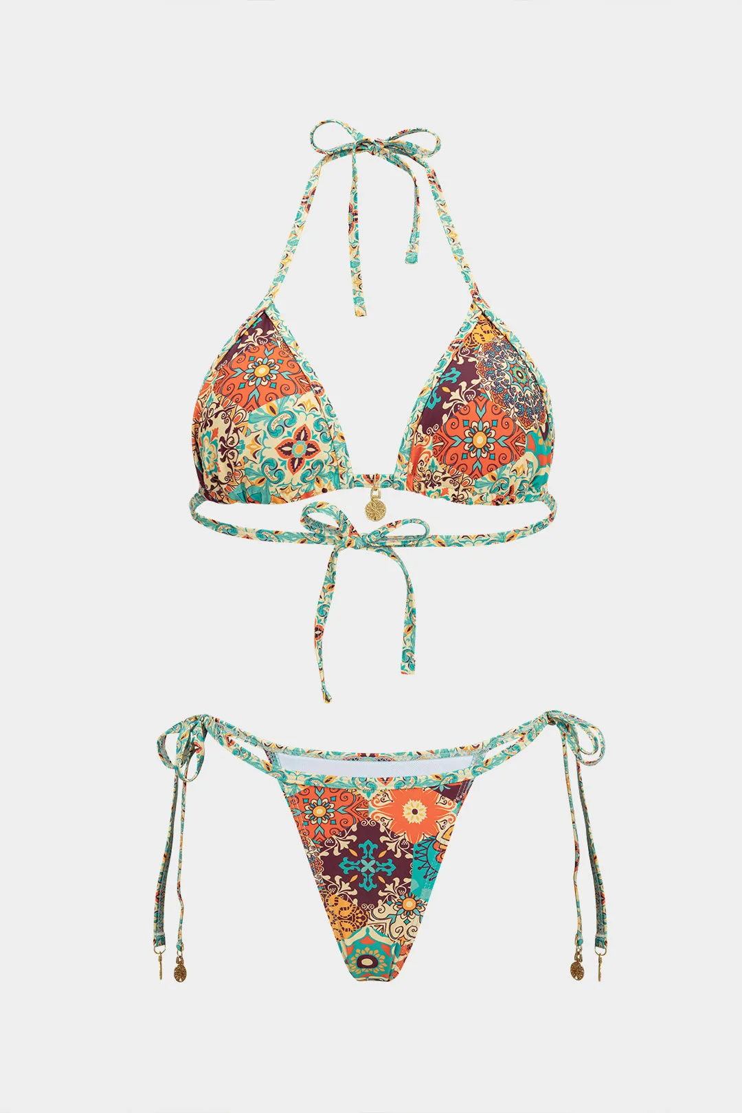 Bohemian Print Tie-Up Bikini Set sold by Micas