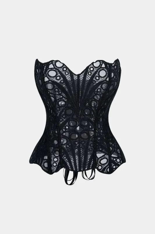 Mesh Tie Back Corset Tube Top made by Micas
