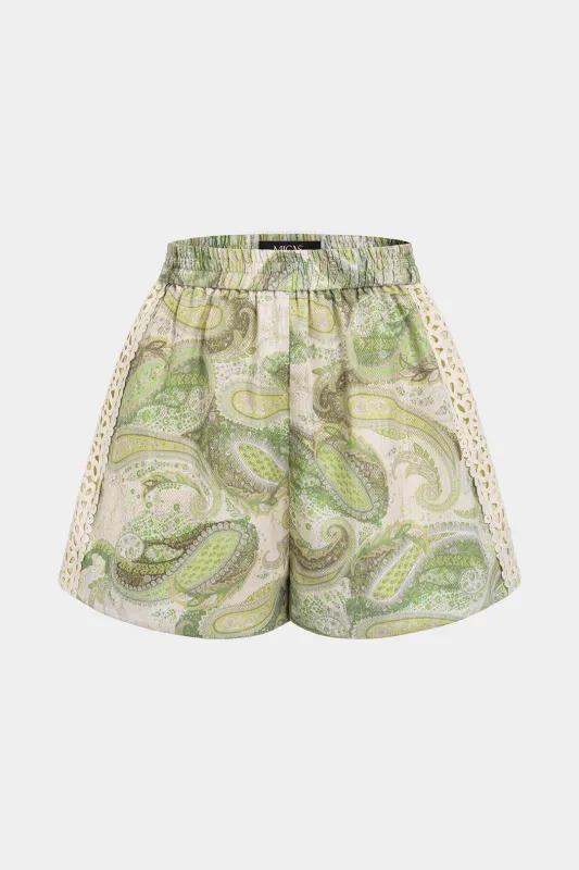 Floral Print Applique Wide Leg Shorts made by Micas