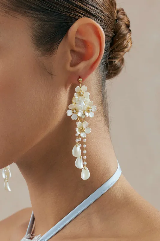 Flower Tassel Earrings made by Micas