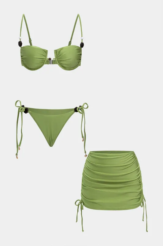 Beaded Ruched Bikini Set made by Micas