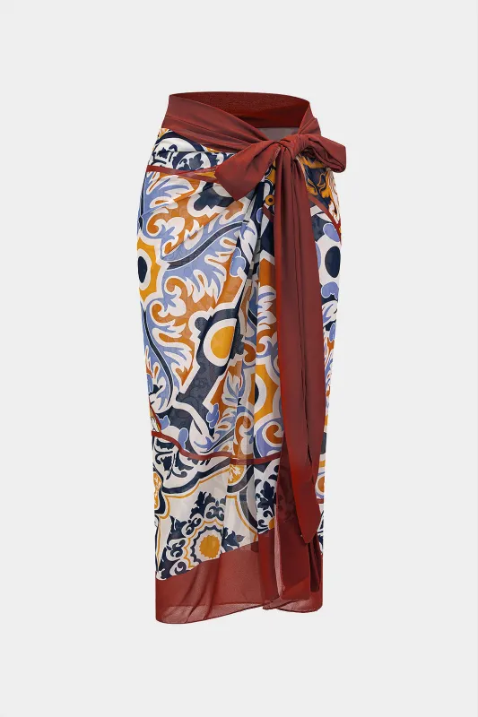 Contrast Print Chiffon Bikini Bottom made by Micas