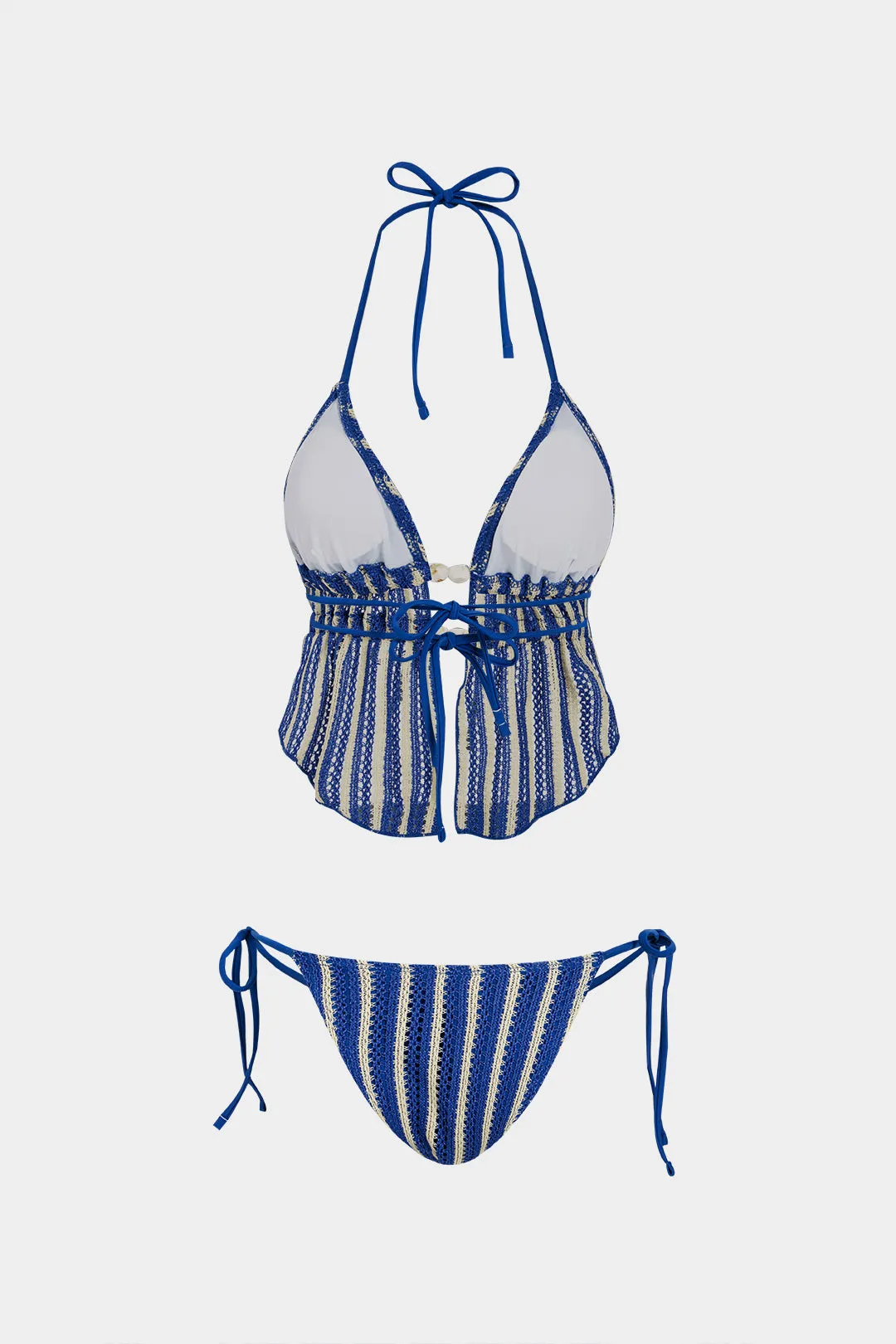 Stripes Print Backless Tie-Up Bikini Set sold by Micas product image thumbnail 2