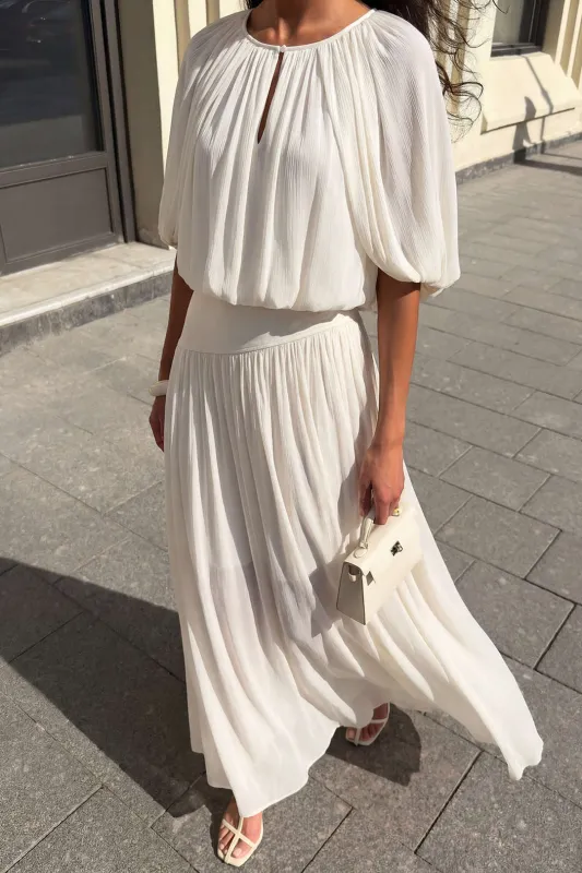 Mesh Ruched Asymmetrical Cut Out Top And Skirt Set made by Micas