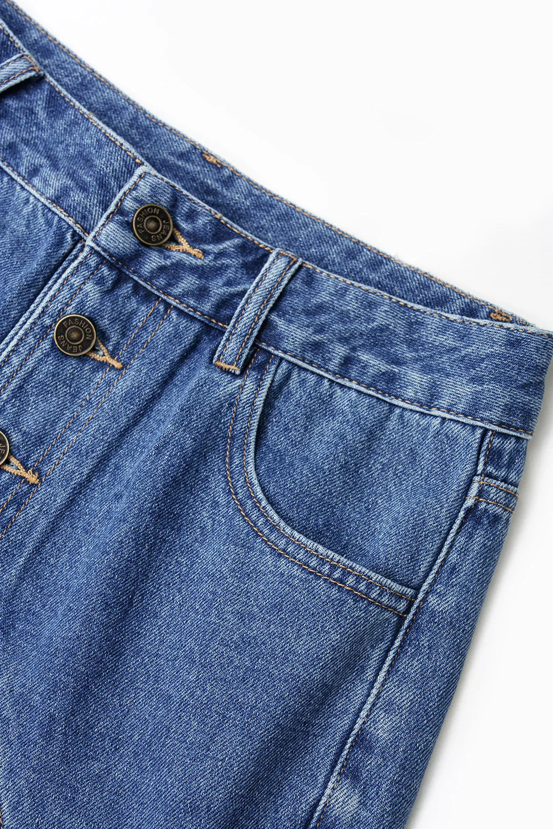 Denim Asymmetrical Button Shorts sold by Micas product image thumbnail 4