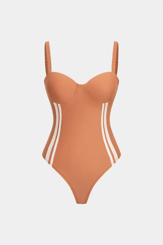 Contrast Bustier Sleeveless Bodysuit made by Micas